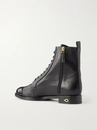 Jennifer Chamandi Brando Patent Leather-trimmed Leather Ankle Boots | Thumbnail 3 Jennifer Chamandi Brando Patent Leather-trimmed Leather Ankle Boots | Thumbnail 3