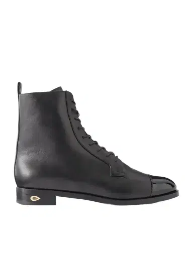 Jennifer Chamandi Brando Patent Leather-trimmed Leather Ankle Boots | Thumbnail 1 Jennifer Chamandi Brando Patent Leather-trimmed Leather Ankle Boots | Thumbnail 1