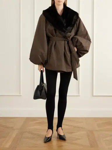 Magda Butrym Belted Plush-trimmed Short Coat | Thumbnail 2
