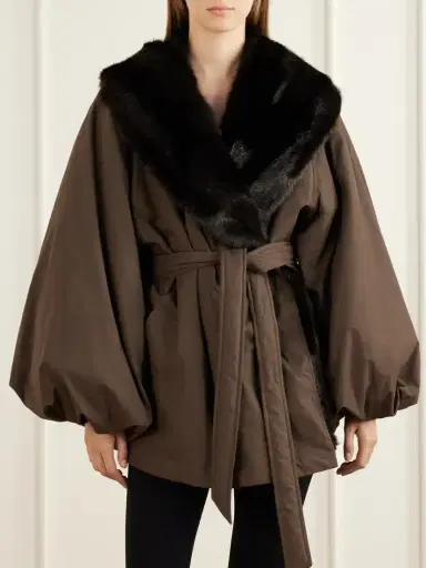 Magda Butrym Belted Plush-trimmed Short Coat | Thumbnail 3
