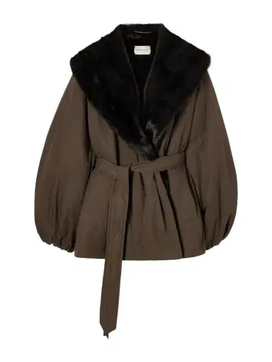 Magda Butrym Belted Plush-trimmed Short Coat | Thumbnail 1