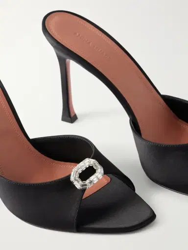 Amina Muaddi Mini Camelia 95 Embellished Satin Sandals | Thumbnail 5