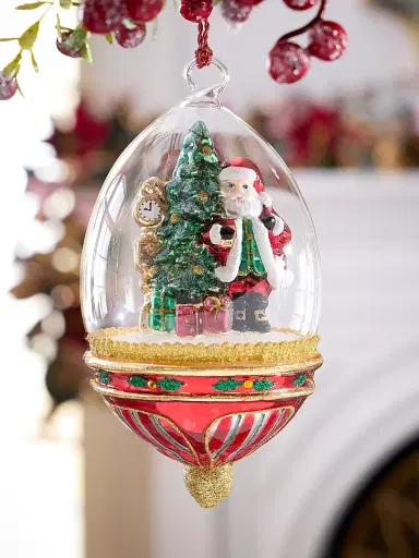 Glassware Art Studio Santa Clock & Christmas Tree Glass Ornament | Thumbnail 1 Glassware Art Studio Santa Clock & Christmas Tree Glass Ornament | Thumbnail 1