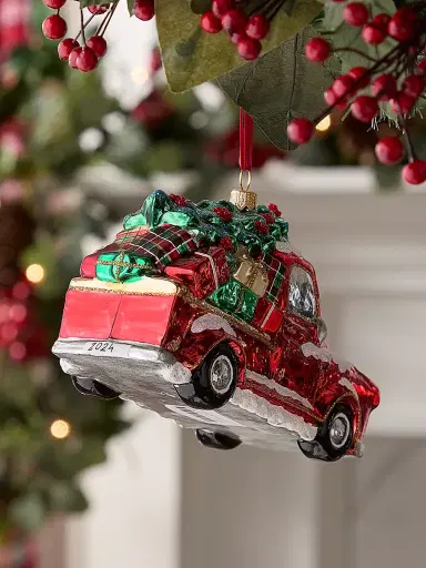Glassware Art Studio Santa Hitting The Road Glass Ornament | Thumbnail 2 Glassware Art Studio Santa Hitting The Road Glass Ornament | Thumbnail 2