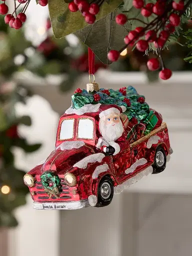 Glassware Art Studio Santa Hitting The Road Glass Ornament | Thumbnail 1 Glassware Art Studio Santa Hitting The Road Glass Ornament | Thumbnail 1