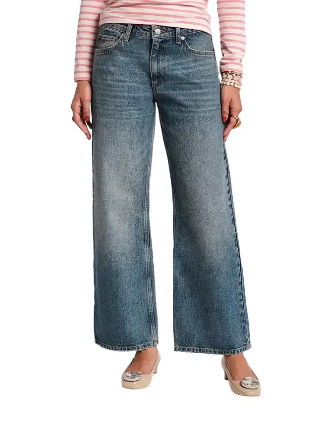 Frances Valentine Women's Jessie High-Rise Wide-Leg Jeans - Medium Wash - Size 16