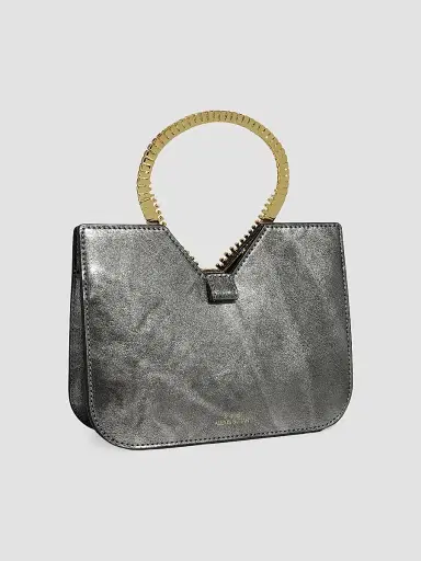 ALEXIS BITTAR Women's 14K-Gold-Plated & Leather Top Handle Bag - Pewter | Thumbnail 3 ALEXIS BITTAR Women's 14K-Gold-Plated & Leather Top Handle Bag - Pewter | Thumbnail 3