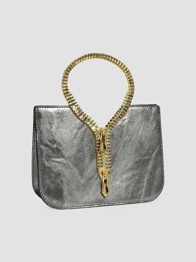 ALEXIS BITTAR Women's 14K-Gold-Plated & Leather Top Handle Bag - Pewter | Thumbnail 4 ALEXIS BITTAR Women's 14K-Gold-Plated & Leather Top Handle Bag - Pewter | Thumbnail 4