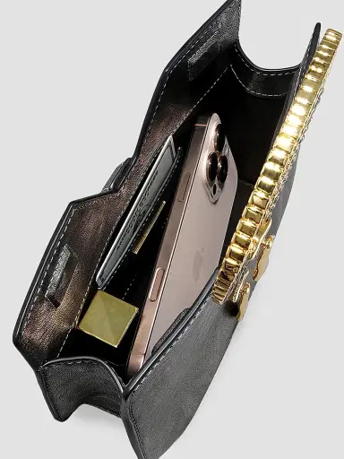 ALEXIS BITTAR Women's 14K-Gold-Plated & Leather Top Handle Bag - Pewter | Thumbnail 5 ALEXIS BITTAR Women's 14K-Gold-Plated & Leather Top Handle Bag - Pewter | Thumbnail 5