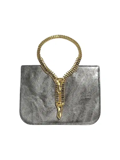 ALEXIS BITTAR Women's 14K-Gold-Plated & Leather Top Handle Bag - Pewter | Thumbnail 1 ALEXIS BITTAR Women's 14K-Gold-Plated & Leather Top Handle Bag - Pewter | Thumbnail 1
