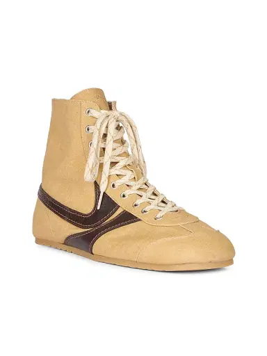 Dries Van Noten Men's Contrast Leather-Striped High-Top Sneakers | Thumbnail 2 Dries Van Noten Men's Contrast Leather-Striped High-Top Sneakers | Thumbnail 2