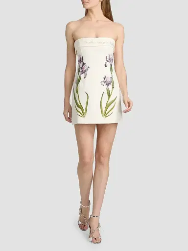 Alberta Ferretti Women's Tulip Linen Strapless Mini Dress | Thumbnail 2