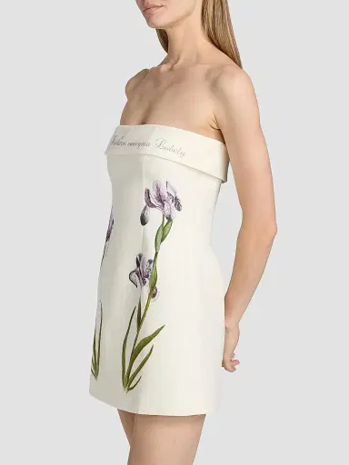 Alberta Ferretti Women's Tulip Linen Strapless Mini Dress | Thumbnail 4