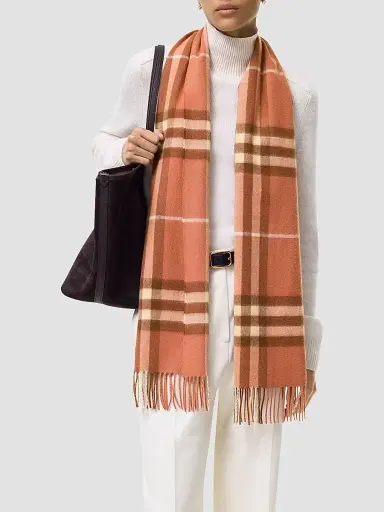 Burberry Women's Check Cashmere Scarf - Clay Pink | Thumbnail 4