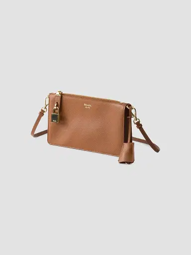 Prada Women's Saffiano Leather Smartphone Pouch - Brown | Thumbnail 2 Prada Women's Saffiano Leather Smartphone Pouch - Brown | Thumbnail 2