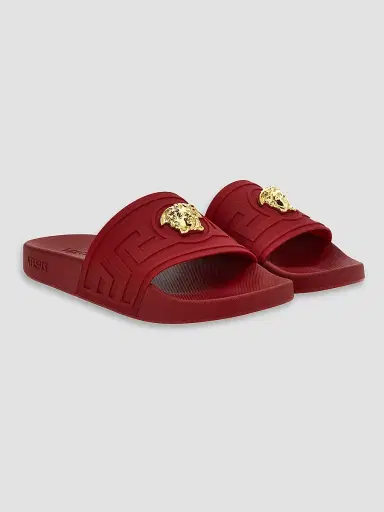 Versace Men's Medusa Rubber Slide Sandals - Fire Gold - Size 14 | Thumbnail 2