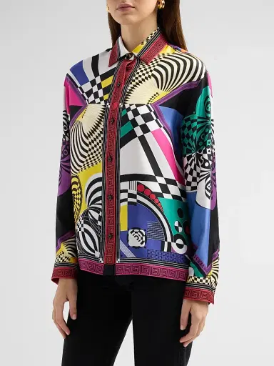 Versace Women's Teatro Foulard Silk Twill Shirt | Thumbnail 4 Versace Women's Teatro Foulard Silk Twill Shirt | Thumbnail 4