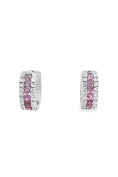 LISA NIK Pink Sapphire Diamond Ombre Hoop Earrings | Thumbnail 1 LISA NIK Pink Sapphire Diamond Ombre Hoop Earrings | Thumbnail 1