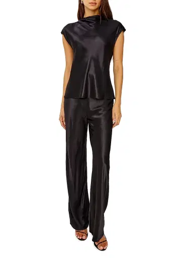 RAILS Women's Silvi Satin High-Rise Pants - Black - Size Large | Thumbnail 2