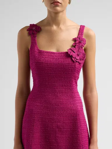 Teri Jon by Rickie Freeman 3D Flower Appliqué Bouclé Tweed A-Line Mini Dress | Thumbnail 5 Teri Jon by Rickie Freeman 3D Flower Appliqué Bouclé Tweed A-Line Mini Dress | Thumbnail 5