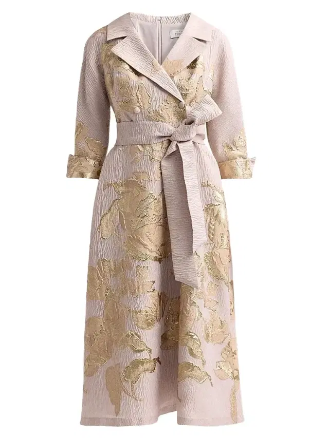 Teri Jon by Rickie Freeman Women's Floral Jacquard A-Line Midi Dress