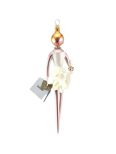 De Carlini Soffieria Fashionista With Shopping Bag Glass Ornament | Thumbnail 1 De Carlini Soffieria Fashionista With Shopping Bag Glass Ornament | Thumbnail 1