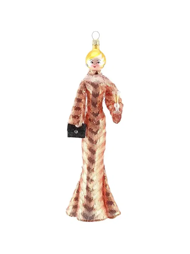 De Carlini Soffieria Fashionista In High Neck Gown Glass Ornament