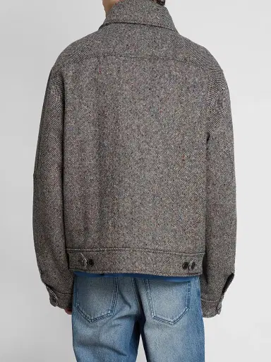 Dries Van Noten Men's Tweed Wool Zip-Front Jacket | Thumbnail 3 Dries Van Noten Men's Tweed Wool Zip-Front Jacket | Thumbnail 3