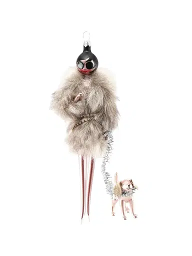 De Carlini Soffieria Fashionista In Fur Coat Glass Ornament | Thumbnail 1 De Carlini Soffieria Fashionista In Fur Coat Glass Ornament | Thumbnail 1