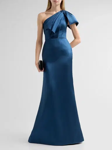 THEIA Women's Cathy One-Shoulder Bow Gown - Shadow Petal - Size 16 | Thumbnail 2