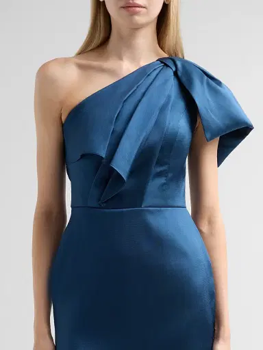THEIA Women's Cathy One-Shoulder Bow Gown - Shadow Petal - Size 16 | Thumbnail 5