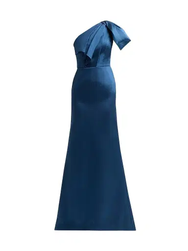 THEIA Women's Cathy One-Shoulder Bow Gown - Shadow Petal - Size 16 | Thumbnail 1