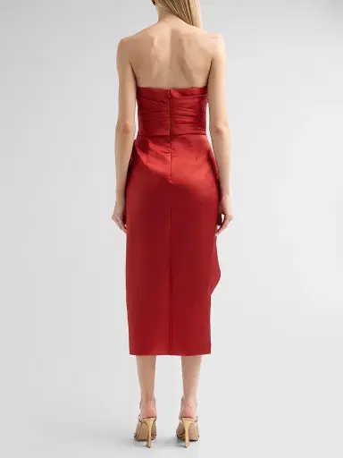 THEIA Women's Dorothea Draped Bow Dress - Crimson Bloom - Size 16 | Thumbnail 3