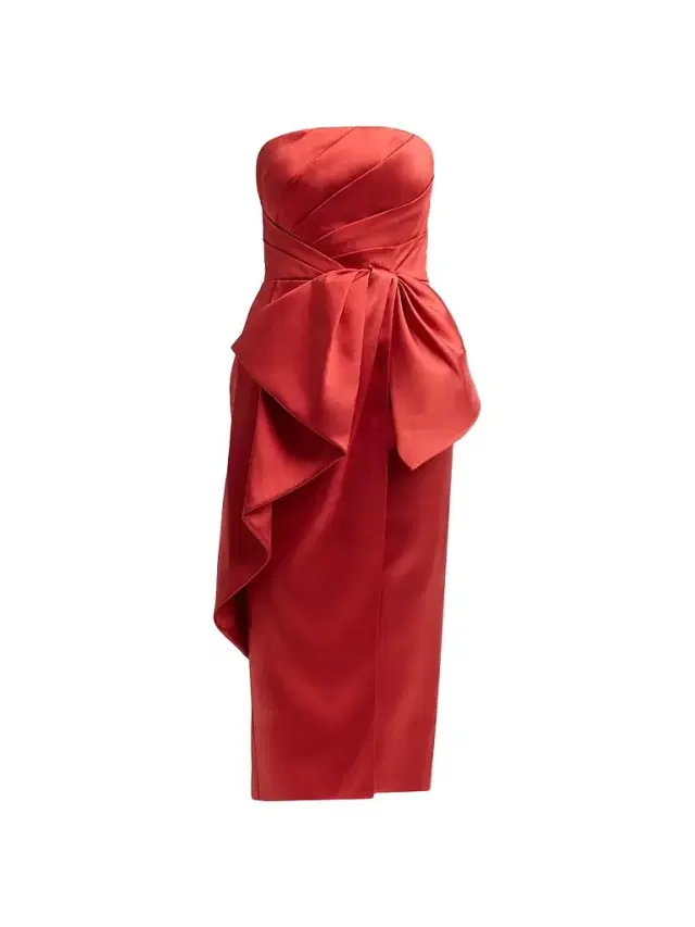 THEIA Women's Dorothea Draped Bow Dress - Crimson Bloom - Size 16