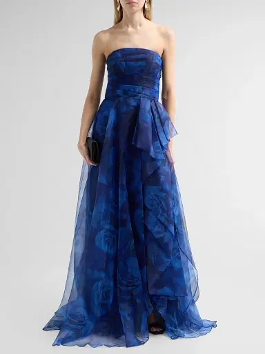 THEIA Women's Fahreta Floral Organza Strapless Gown - Blurred Roses - Size 16 | Thumbnail 2