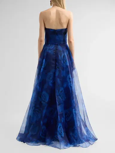 THEIA Women's Fahreta Floral Organza Strapless Gown - Blurred Roses - Size 16 | Thumbnail 3