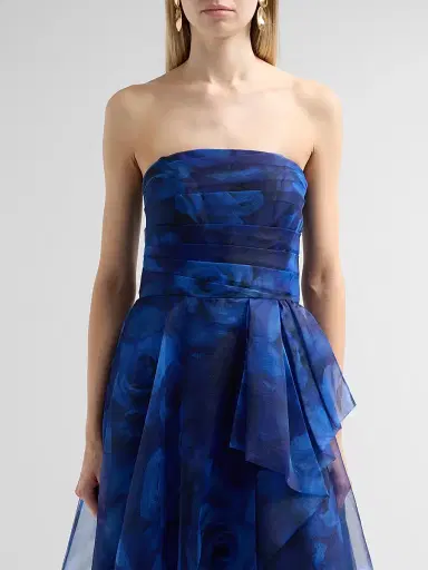 THEIA Women's Fahreta Floral Organza Strapless Gown - Blurred Roses - Size 16 | Thumbnail 5