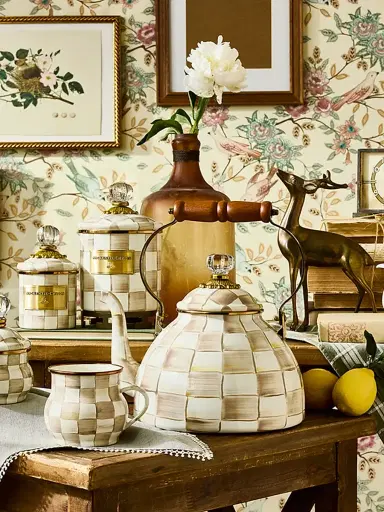 MacKenzie-Childs Mocha Check Tea Kettle | Thumbnail 7