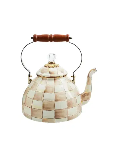 MacKenzie-Childs Mocha Check Tea Kettle | Thumbnail 1