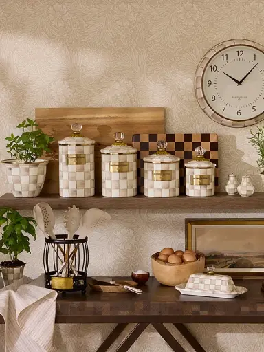 MacKenzie-Childs Mocha Check Medium Canister | Thumbnail 4