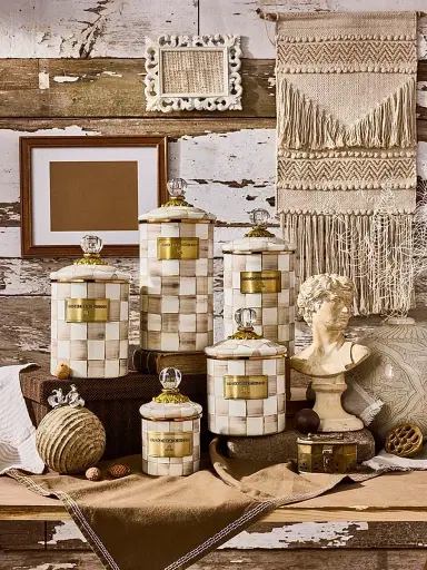 MacKenzie-Childs Mocha Check Medium Canister | Thumbnail 6