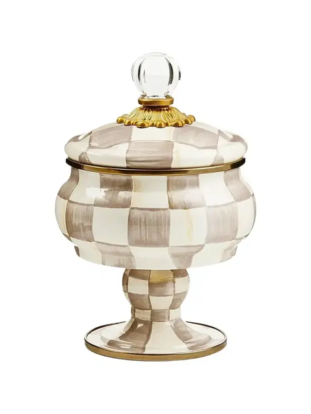 MacKenzie-Childs Mocha Check Curiosity Pot