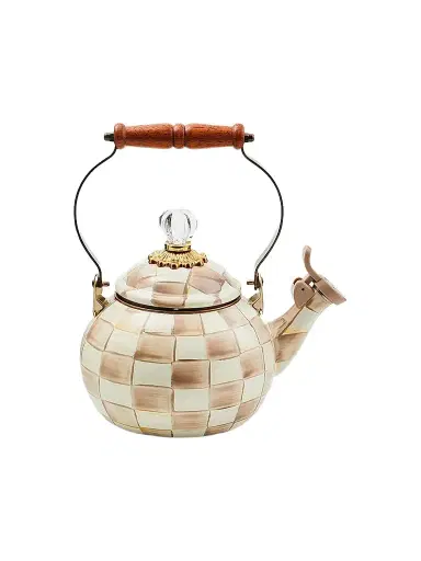 MacKenzie-Childs Mocha Check Whistling Tea Kettle | Thumbnail 1