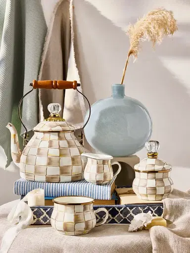 MacKenzie-Childs Mocha Check Tea Kettle | Thumbnail 4