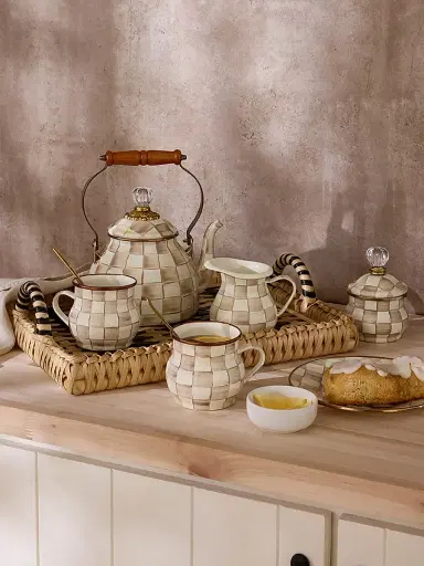 MacKenzie-Childs Mocha Check Tea Kettle | Thumbnail 8