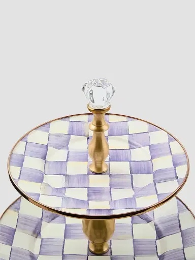 MacKenzie-Childs Violet Check 2-Tier Sweet Stand | Thumbnail 2