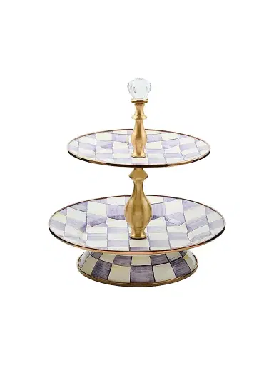 MacKenzie-Childs Violet Check 2-Tier Sweet Stand | Thumbnail 1