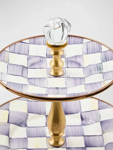 MacKenzie-Childs Violet Check 3-Tier Sweet Stand | Thumbnail 2 MacKenzie-Childs Violet Check 3-Tier Sweet Stand | Thumbnail 2