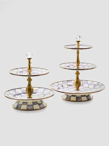 MacKenzie-Childs Violet Check 3-Tier Sweet Stand | Thumbnail 3 MacKenzie-Childs Violet Check 3-Tier Sweet Stand | Thumbnail 3