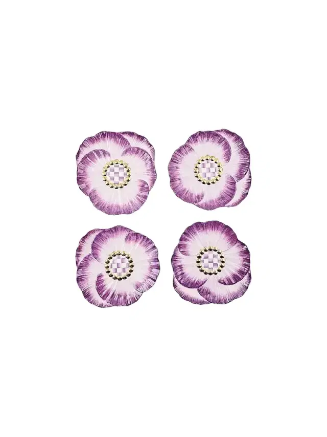 MacKenzie-Childs Pansy Party Ceramic Dessert Plates 4-Piece Set